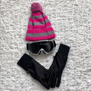 Gap Pink and Gray Striped Beanie